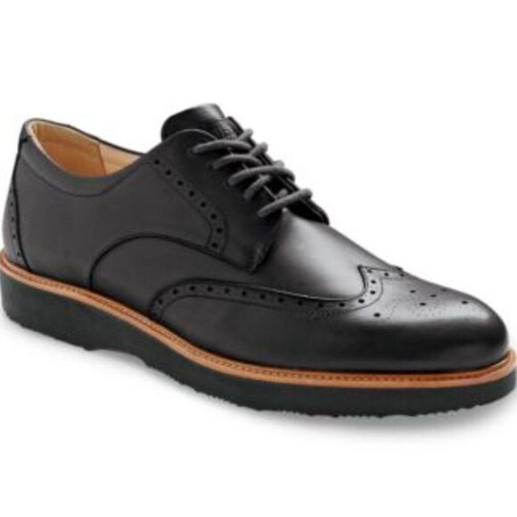 Men's Samuel Hubbard Oxford Shoes Tipping Point Leather with Broguing Black 9 - Picture 3 of 10